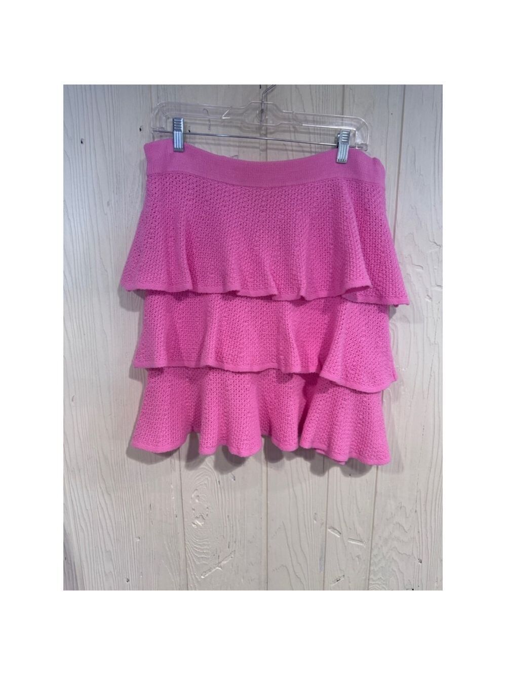 Victor Glemaud Pink Tiered Elastic Waist Knit Skirt Size XL hi